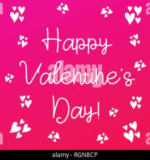 Valentine`s Day lettering. Hand written greeting card template with heart corner for Valentine's day. Greeting card with love heart. Stock Vector